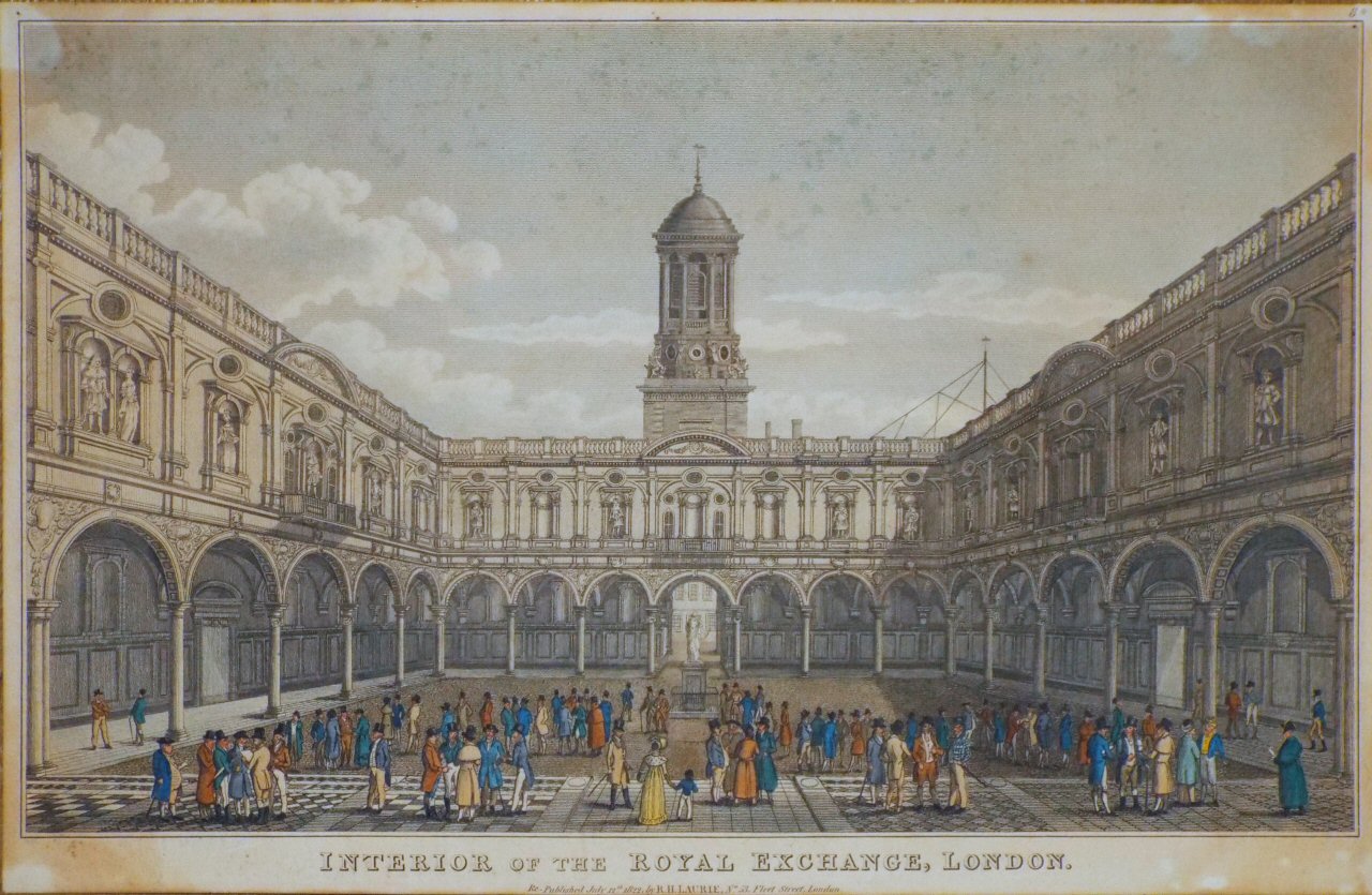 Print - Interior of the Royal Exchange, London.